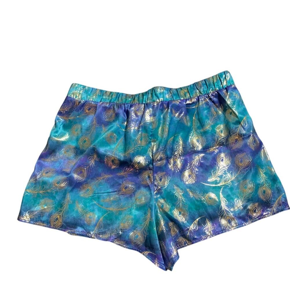 Disney Store NWOT Aladdin Pajama Short Teal with Gold Print Size L - Picture 2 of 5